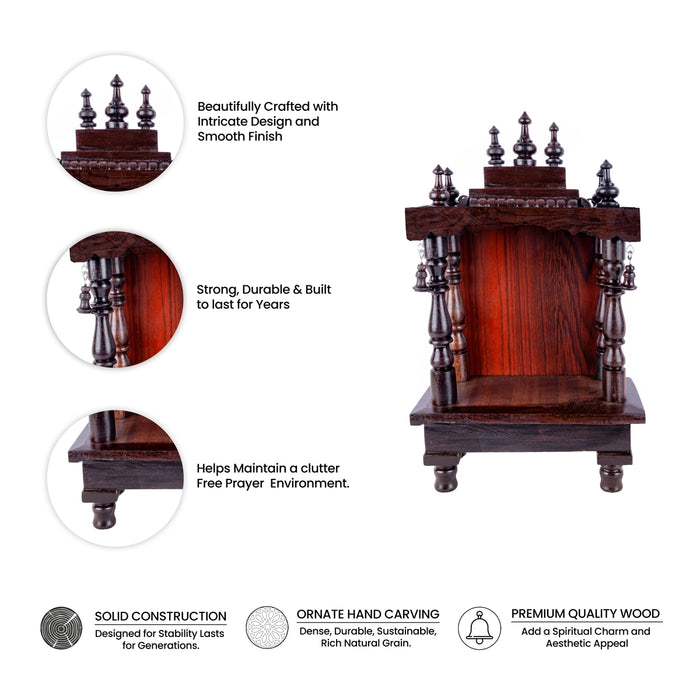 Mandir With Leg - 14.5 x 8 x 10 x 8.5 Inches | Wooden Mandir/ Puja Mandapam/ Wooden Temple for Home