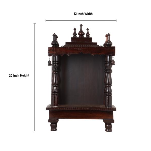 Pooja Mandapam - 6 x 12 Inches | Wooden Temple Base and Top/ Wooden Pooja Mandir for Home - Home Puja Mandir