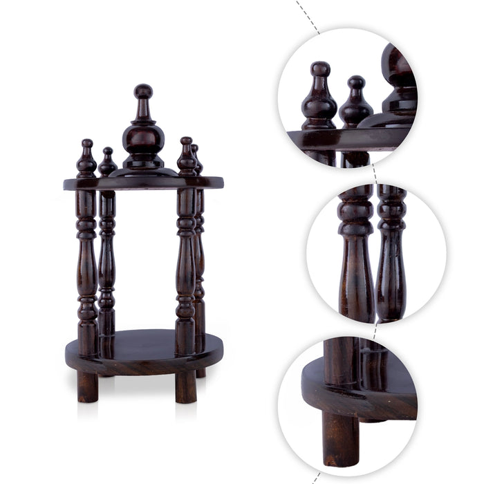 Mandapam With Base - 10 x 5 x 5 x 3 Inches | Puja Stand/ Pooja Mandir/ Wooden Temple For Living Room & Pooja Space