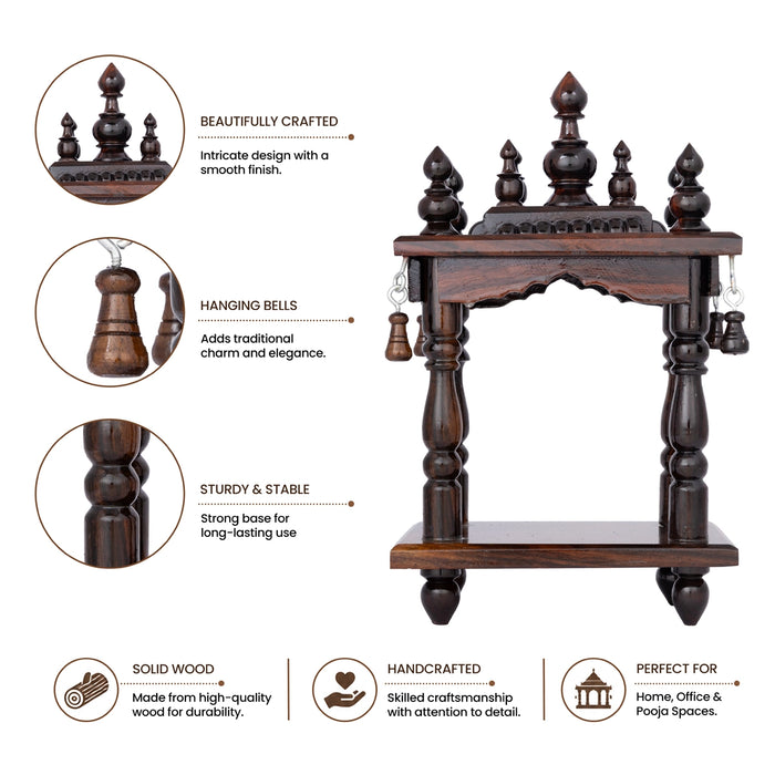 Mandapam With Leg - 10 x 5 x 6 x 5 Inches | Wood Thirukovil design / Pooja Mandir for Pooja Room