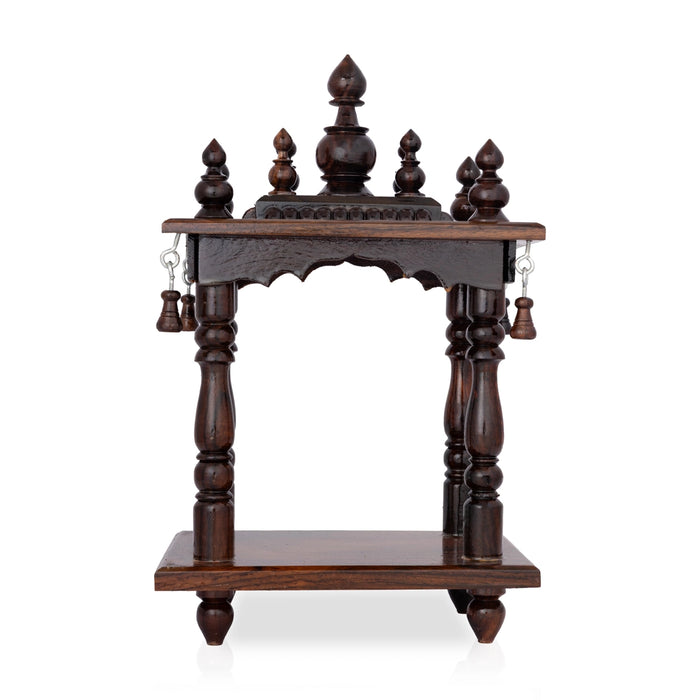 Pooja Mandir With Base - 11 x 5.5 x 7 x 5.5 Inches | Mandapam/ Puja Stand/ Wooden Temple For Home & Pooja Space
