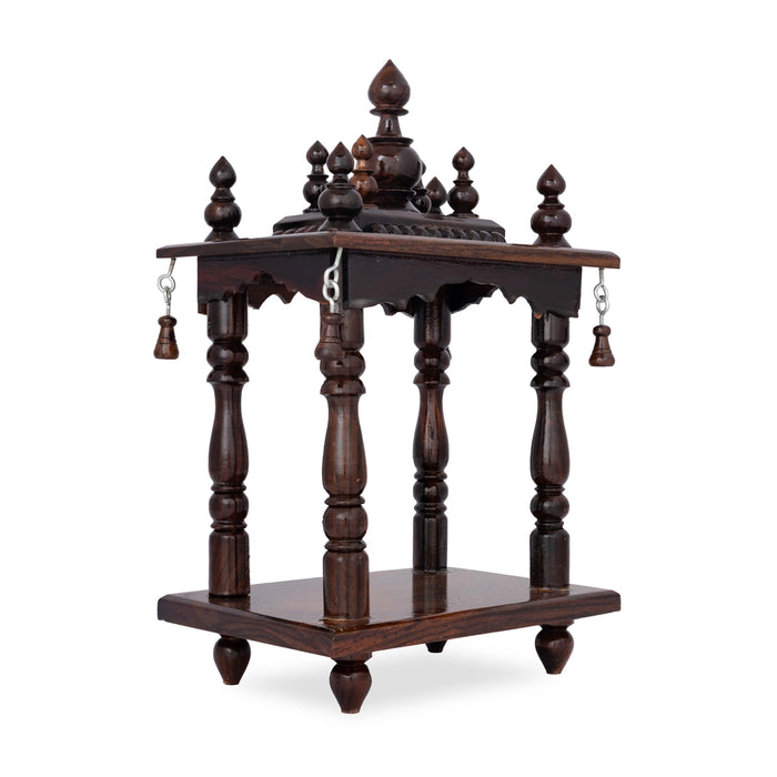 Pooja Mandir With Base - 11 x 5.5 x 7 x 5.5 Inches | Mandapam/ Puja Stand/ Wooden Temple For Home & Pooja Space