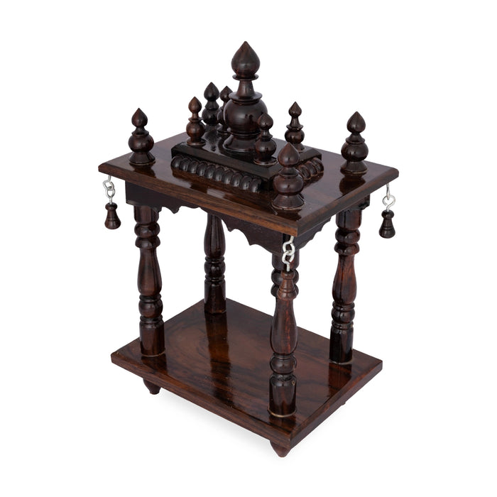Pooja Mandir With Base - 11 x 5.5 x 7 x 5.5 Inches | Mandapam/ Puja Stand/ Wooden Temple For Home & Pooja Space