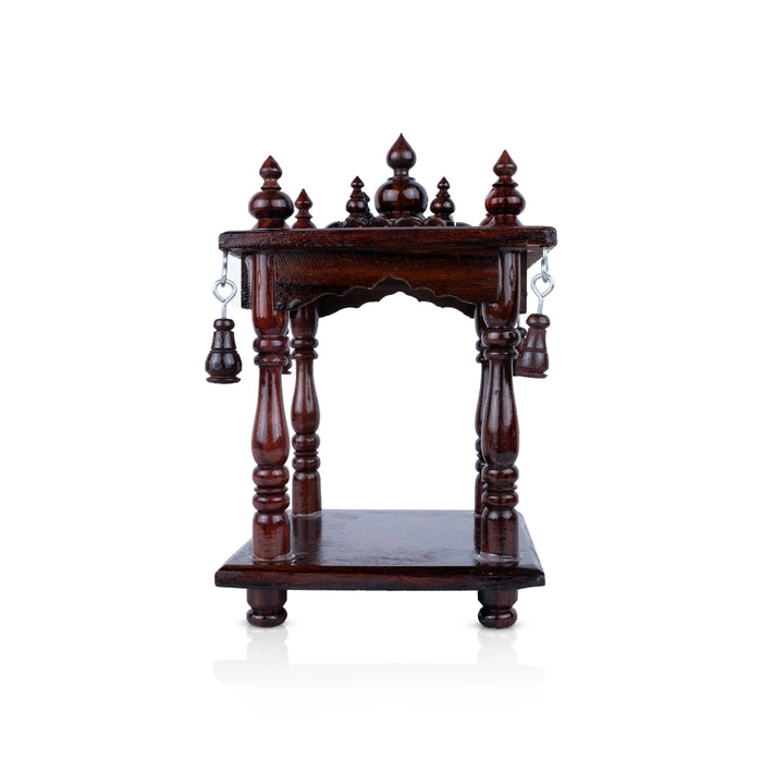 Pooja Mandir With Base - 8.5 x 5 Inches | Base 5 x 5 Inches/ Wooden Puja Stand/ Open Type Wooden Temple for Home - Home Puja Mandir