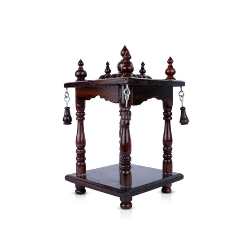 Pooja Mandir With Base - 8.5 x 5 Inches | Base 5 x 5 Inches/ Wooden Puja Stand/ Open Type Wooden Temple for Home - Home Puja Mandir