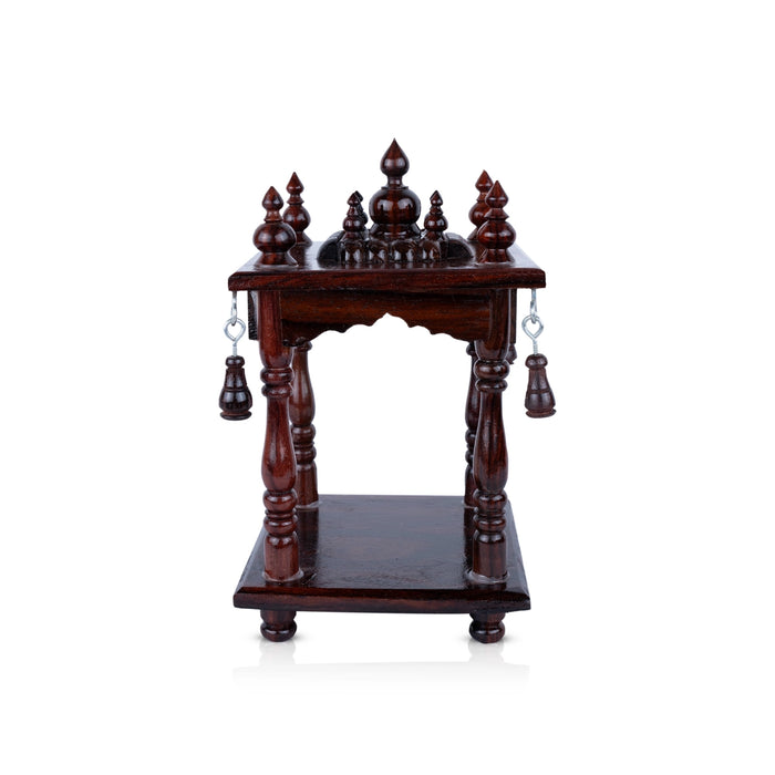 Pooja Mandir With Base - 8.5 x 5 Inches | Base 5 x 5 Inches/ Wooden Puja Stand/ Open Type Wooden Temple for Home - Home Puja Mandir