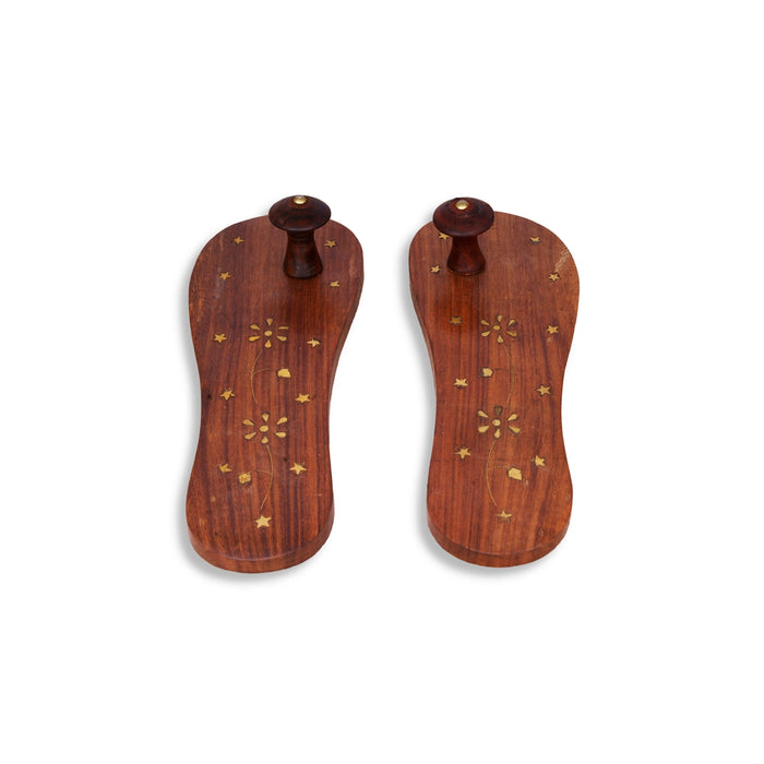 Wooden Paduka - 2.5 x 10.5 Inches | Wooden Charan Paduka/ Wooden Padam for Pooja/ 220 Gms Approx