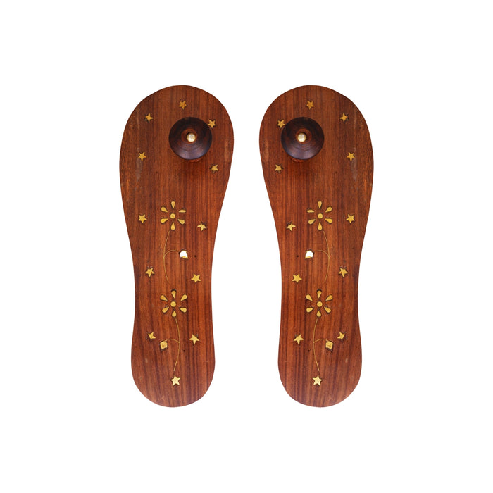 Wooden Paduka - 2.5 x 10.5 Inches | Wooden Charan Paduka/ Wooden Padam for Pooja/ 220 Gms Approx