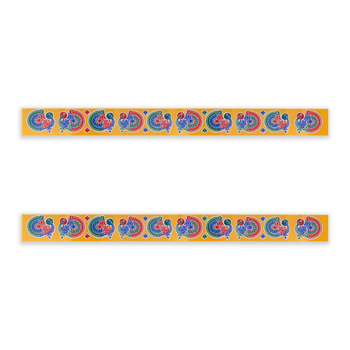 Colour Rangoli Sticker Set - 18 x 3 Inches | 4 Pcs/ Border Kolam Stickers/ Colour Kolam Sticker for Home - Kolam & Rangoli