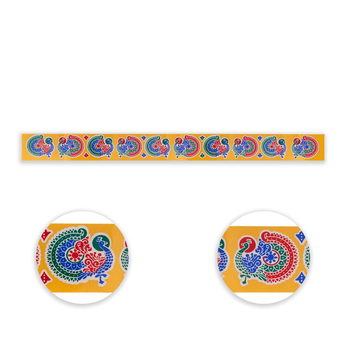 Colour Rangoli Sticker Set - 18 x 3 Inches | 4 Pcs/ Border Kolam Stickers/ Colour Kolam Sticker for Home - Kolam & Rangoli