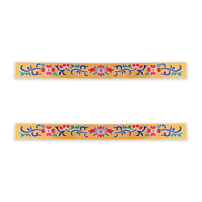 Colour Rangoli Sticker Set - 18 x 3 Inches | 4 Pcs/ Border Kolam Stickers/ Colour Kolam Sticker for Home - Kolam & Rangoli