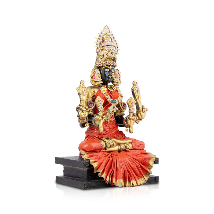 Kanchi Kamatchi Amman Statue with Decoration - 18 x 10 Inches | Resin Statue/ Kamakshi Idol for Pooja - Fibre Murties
