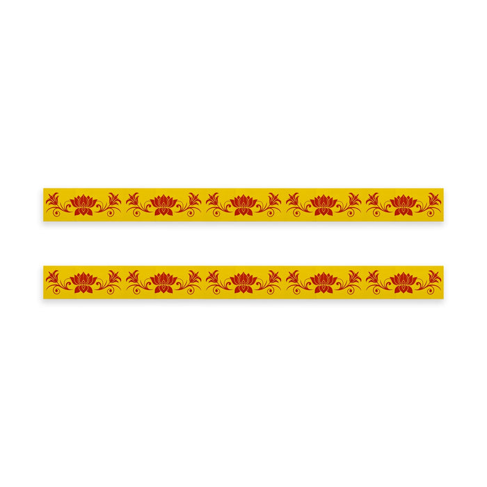 Rangoli Sticker Set - 27 x 2.5 Inches | 4 Pcs/ Yellow Colour Border Kolam Stickers/ Rangoli Design Sticker for Home - Kolam & Rangoli