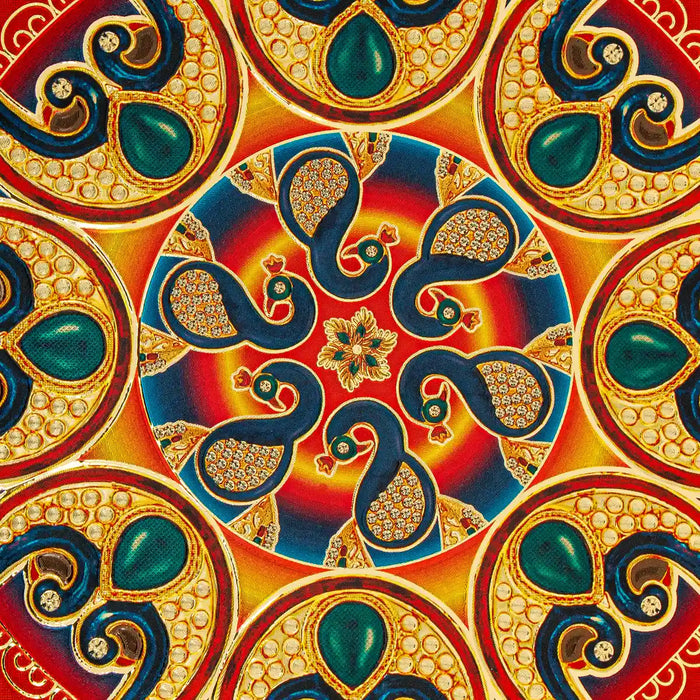 Rangoli Sticker Pair - 6 x 2 Inches | 2 Pcs/ Gold With Multicolour Kolam Sticker/ Rangoli Design Sticker for Home - Kolam & Rangoli