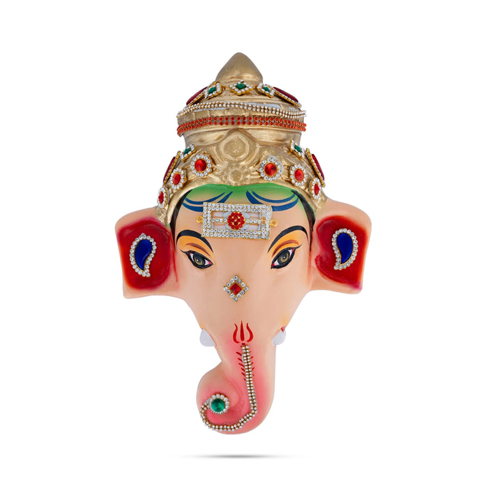 Stone Decorative Ganesha Face - 11 x 7.5 Inches | Ganpati Face/Paper Mache Decorative Face for Ganesh Chaturthi - Head & Face Accessories