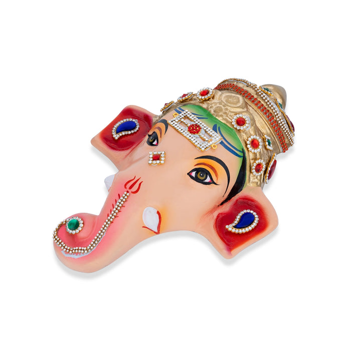 Stone Decorative Ganesha Face - 11 x 7.5 Inches | Ganpati Face/Paper Mache Decorative Face for Ganesh Chaturthi - Head & Face Accessories
