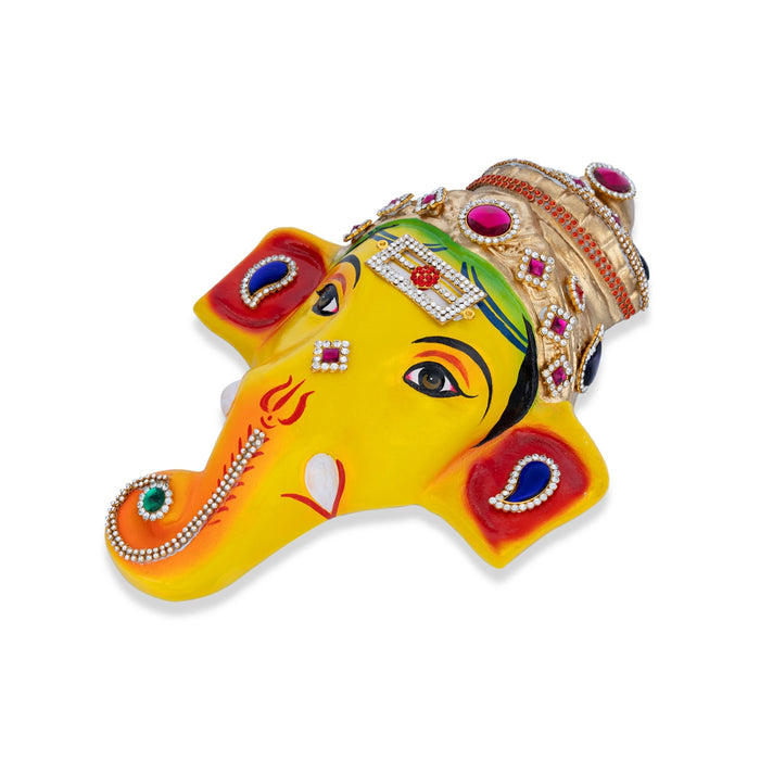 Stone Decorative Ganesha Face - 11 x 7.5 Inches | Paper Mache Decorative Face/Ganpati Face for Ganesh Chaturthi - Head & Face Accessories