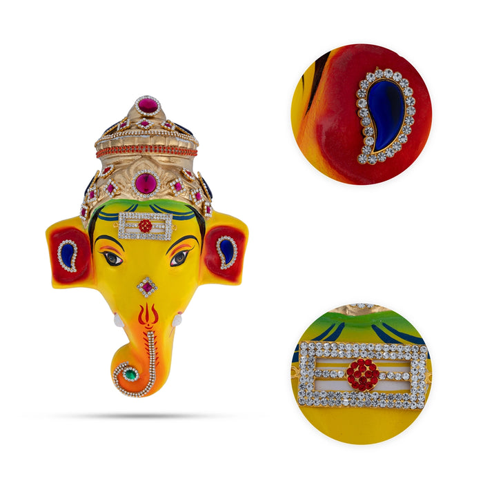 Stone Decorative Ganesha Face - 11 x 7.5 Inches | Paper Mache Decorative Face/Ganpati Face for Ganesh Chaturthi - Head & Face Accessories