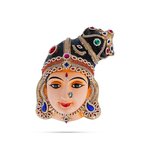 Stone Decorative Andal Face - 8 x 6 Inches | Paper Mache Devi Face/ Ammavari Face for Deity Decor - Head & Face Accessories