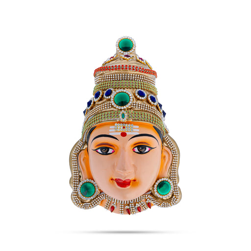 Stone Decorative Murugan Face - 9 x 5 Inches | Paper Mache Decorative Face for Deity Decor - Head & Face Accessories