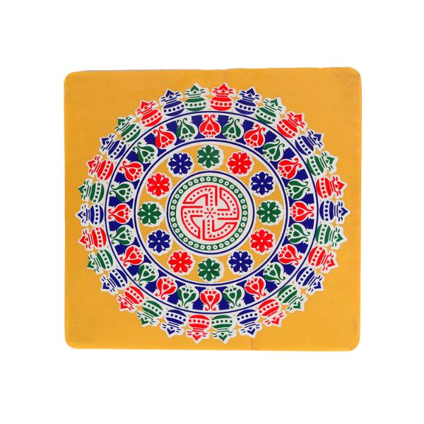 Kolam Sticker Pair - 10 x 10 Inches | 2 Pcs/ Colour Rangoli Sticker for Pooja Room Decor/ Assorted Design - Kolam & Rangoli