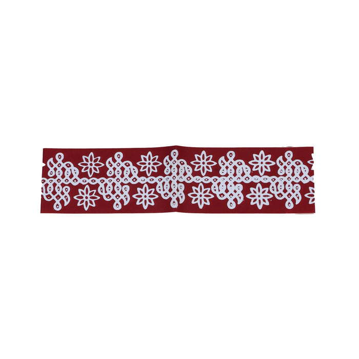 Rangoli Stickers Set - 2.5 x 30 Inches | 4 Pcs/ Maroon Border Kolam Stickers/ Rangoli Design Stickers for Home - Kolam & Rangoli