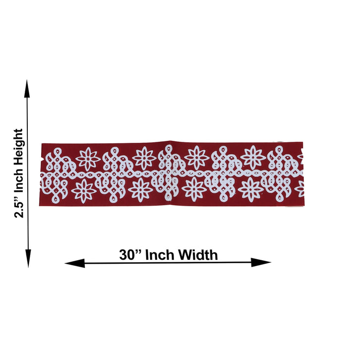 Rangoli Stickers Set - 2.5 x 30 Inches | 4 Pcs/ Maroon Border Kolam Stickers/ Rangoli Design Stickers for Home - Kolam & Rangoli