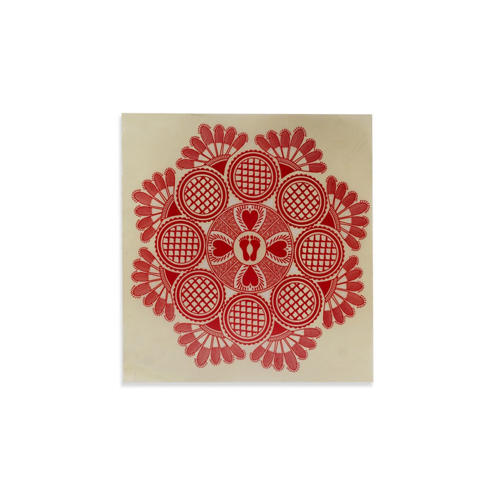 Rangoli Sticker - 12 x 12 Inches | Kolam Sticker/ Muggulu Sticker/ Readymade Rangoli Sticker for Floor Decor - Kolam & Rangoli