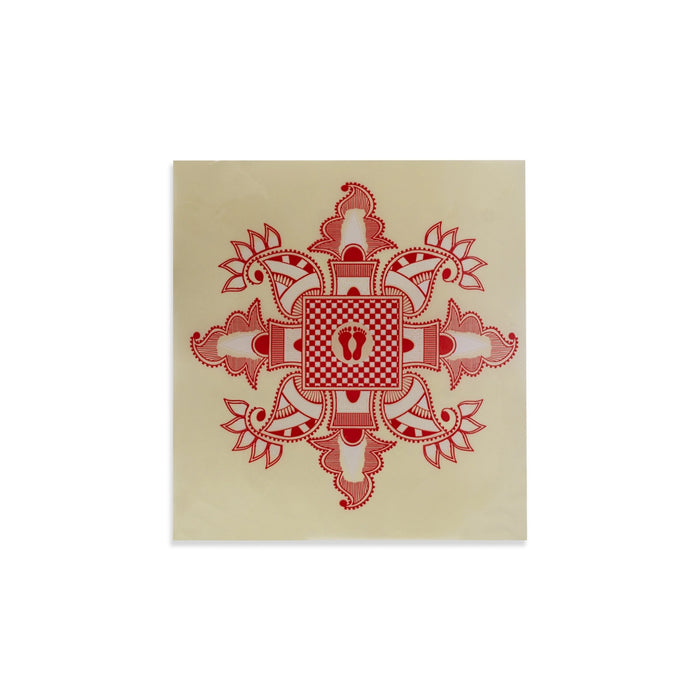 Rangoli Sticker - 12 x 12 Inches | Kolam Sticker/ Muggulu Sticker/ Readymade Rangoli Sticker for Floor Decor - Kolam & Rangoli