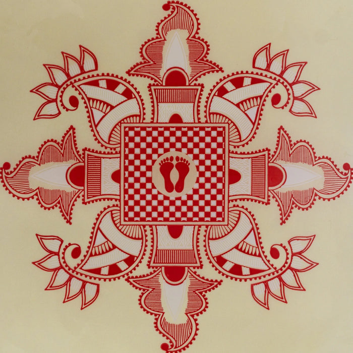 Rangoli Sticker - 12 x 12 Inches | Kolam Sticker/ Muggulu Sticker/ Readymade Rangoli Sticker for Floor Decor - Kolam & Rangoli