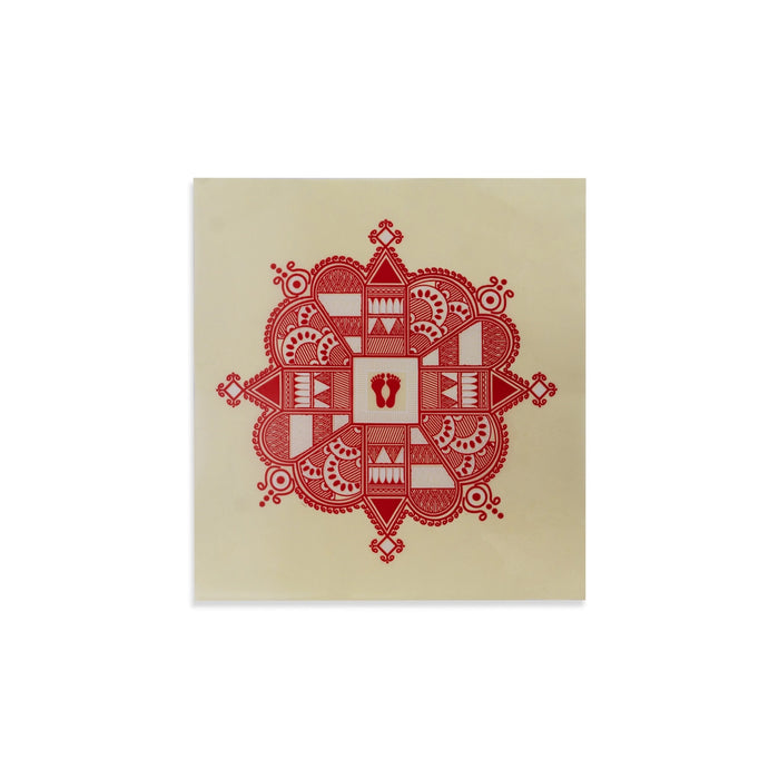 Rangoli Sticker - 12 x 12 Inches | Kolam Sticker/ Muggulu Sticker/ Readymade Rangoli Sticker for Floor Decor - Kolam & Rangoli
