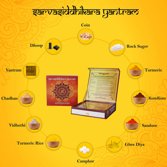 Giri Sarva Siddhikara Yantram - 6.2 x 6.2 Inches | Gold Polish Yantra/ Karya Siddhi Yantra for Pooja - Maha Meru & Yantra