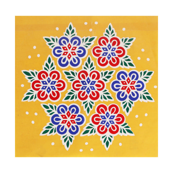 Rangoli Sticker - 15 x 15 Inch | Muggulu Sticker/ Colour Rangoli Sticker for Floor/ Assorted Design