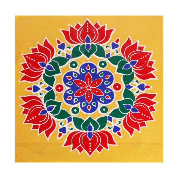 Rangoli Sticker - 15 x 15 Inch | Muggulu Sticker/ Colour Rangoli Sticker for Floor/ Assorted Design