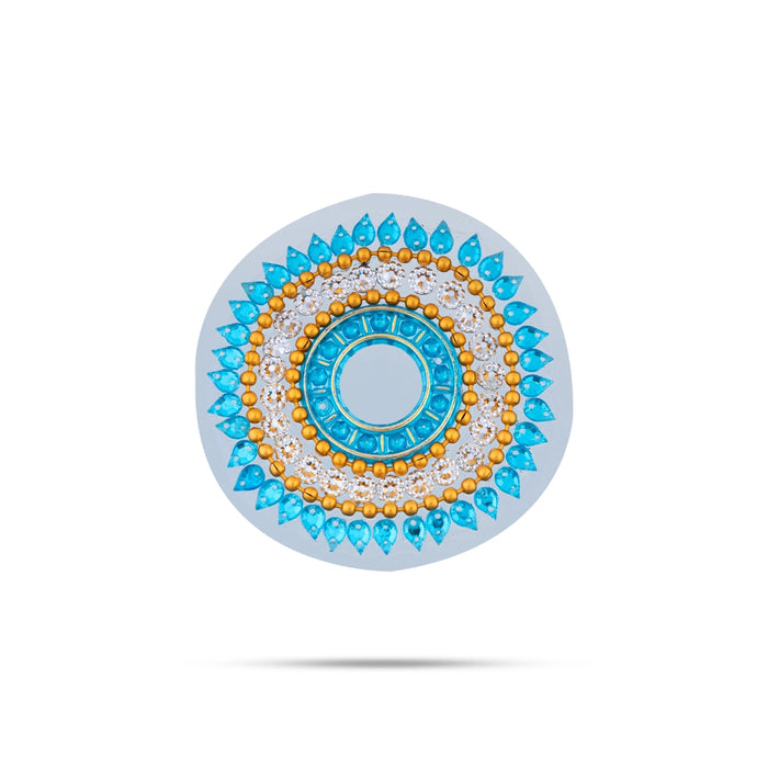 Acrylic Rangoli - 9 x 8 Inches | Peacock Design Kundan Rangoli/ Muggulu Rangoli for Home Decor - Kolam & Rangoli