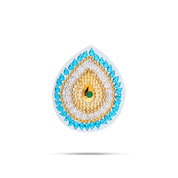 Acrylic Rangoli - 9 x 8 Inches | Peacock Design Kundan Rangoli/ Muggulu Rangoli for Home Decor - Kolam & Rangoli