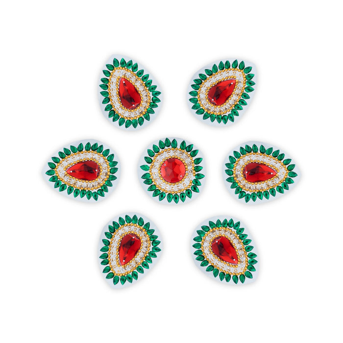 Acrylic Rangoli - 9 x 8 Inches | Peacock Design Kundan Rangoli/ Muggulu Rangoli for Home Decor - Kolam & Rangoli