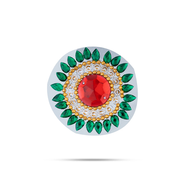 Acrylic Rangoli - 9 x 8 Inches | Peacock Design Kundan Rangoli/ Muggulu Rangoli for Home Decor - Kolam & Rangoli