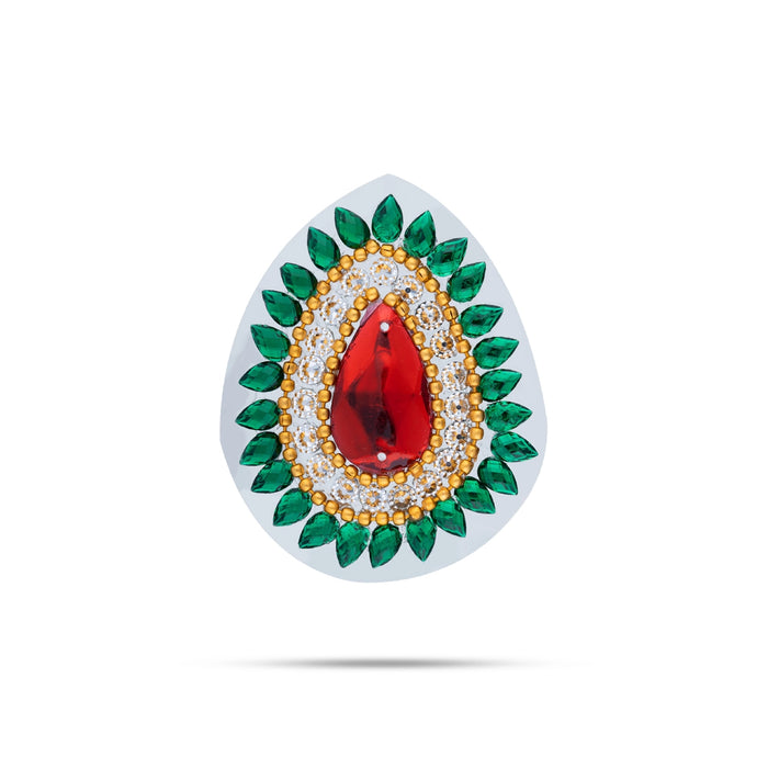 Acrylic Rangoli - 9 x 8 Inches | Peacock Design Kundan Rangoli/ Muggulu Rangoli for Home Decor - Kolam & Rangoli