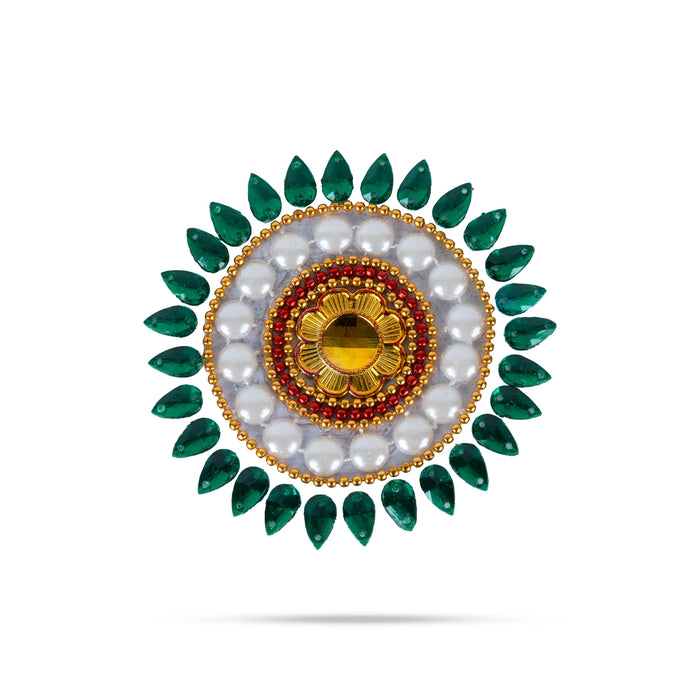 Acrylic Rangoli - 9 x 8 Inches | Peacock Design Kundan Rangoli/ Muggulu Rangoli for Home Decor - Kolam & Rangoli