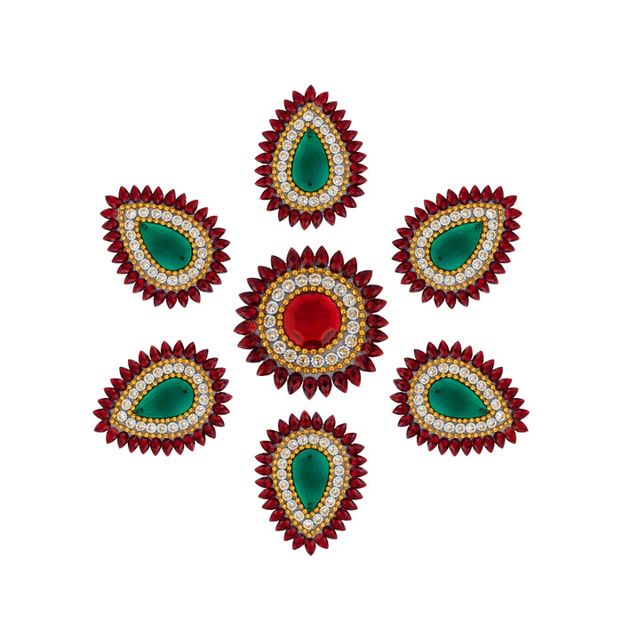 Acrylic Rangoli - 9 x 8 Inches | Peacock Design Kundan Rangoli/ Muggulu Rangoli for Home Decor - Kolam & Rangoli