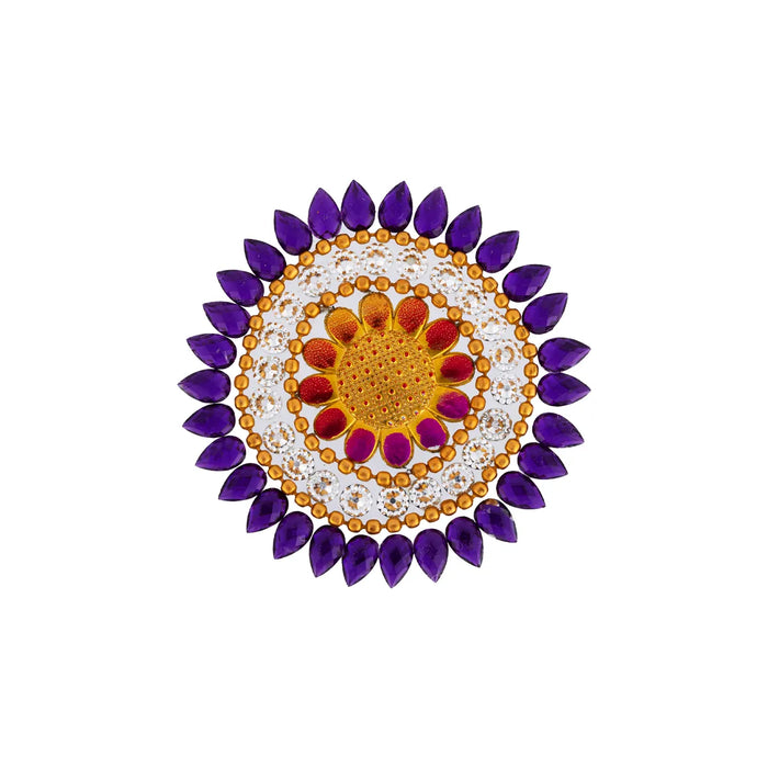 Acrylic Rangoli - 9 x 8 Inches | Peacock Design Kundan Rangoli/ Muggulu Rangoli for Home Decor