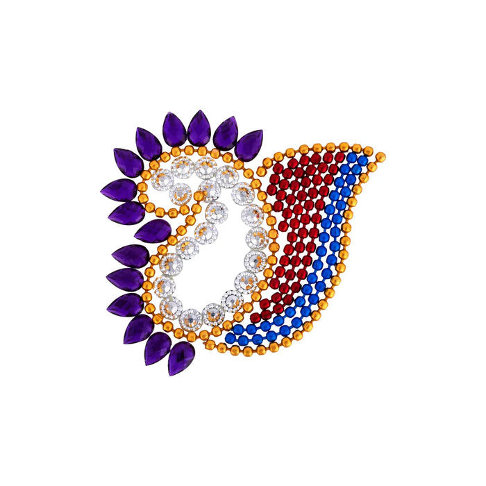 Acrylic Rangoli - 9 x 8 Inches | Peacock Design Kundan Rangoli/ Muggulu Rangoli for Home Decor