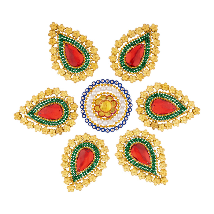 Acrylic Rangoli - 8 x 8 Inches | Kundan Rangoli/ Muggulu Rangoli for Home Decor - Kolam & Rangoli