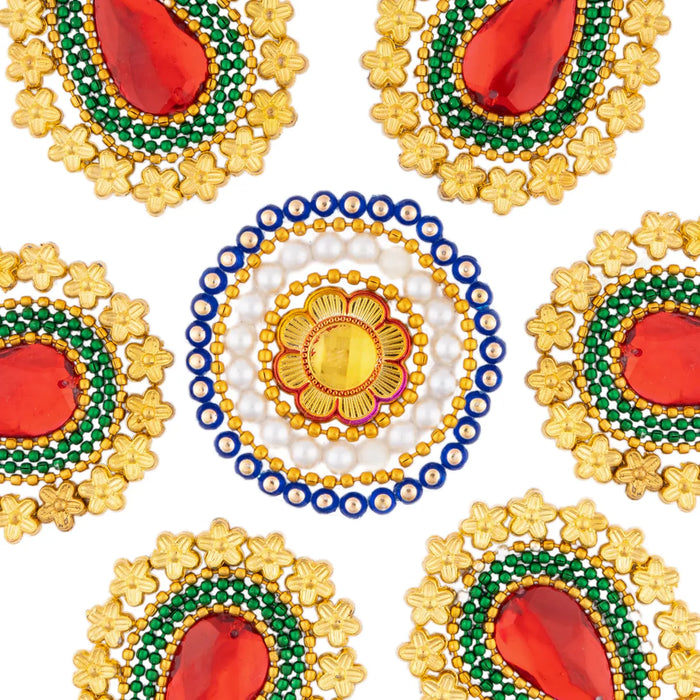 Acrylic Rangoli - 8 x 8 Inches | Kundan Rangoli/ Muggulu Rangoli for Home Decor - Kolam & Rangoli