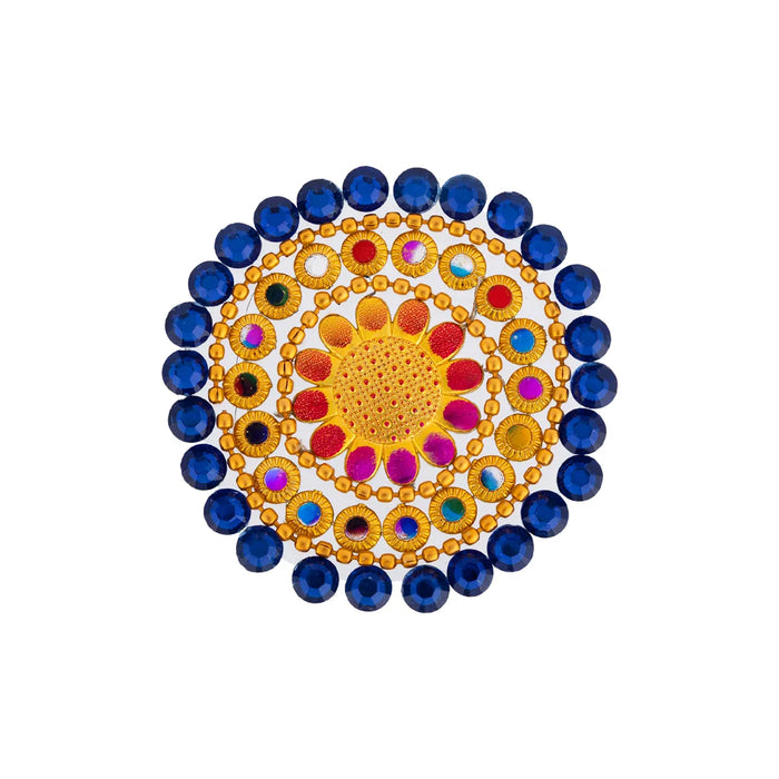 Acrylic Rangoli - 8 x 8 Inches | Lotus Design Kundan Rangoli/ Muggulu Rangoli for Home Decor - Kolam & Rangoli