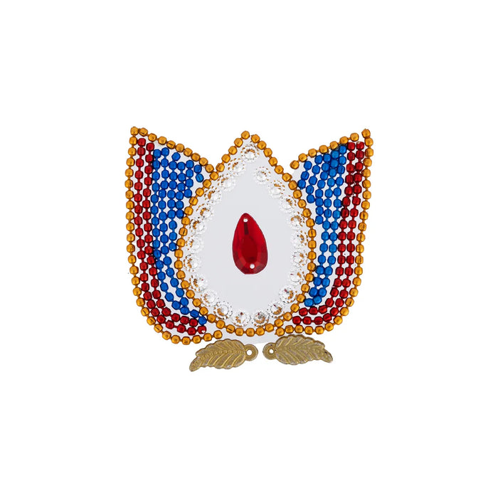 Acrylic Rangoli - 8 x 8 Inches | Lotus Design Kundan Rangoli/ Muggulu Rangoli for Home Decor - Kolam & Rangoli