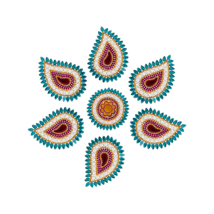 Rangoli Design - 11 x 11 Inches | Kolam Design/ Mango Design Rangoli Kolam/ Muggu Design for Home Decor - Kolam & Rangoli
