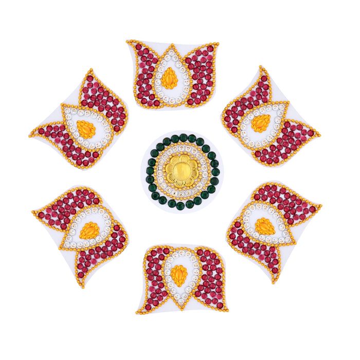Acrylic Rangoli | Kundan Stone Rangoli Design/ Lotus Design Muggulu Rangoli for Home Decor - Kolam & Rangoli