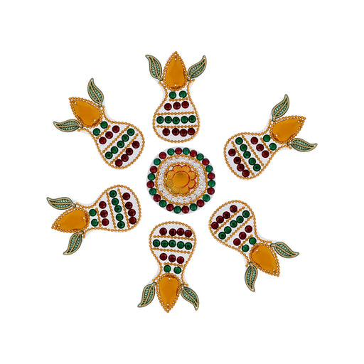 Acrylic Rangoli Design | Kalash Design Muggulu Rangoli Kolam/ Kundan Stone Kolam Design for Home Decor - Kolam & Rangoli